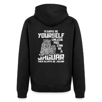 Jaguar - Unisex Premium Bio Zip Hoodie - Schwarz - Hinten - Nico (187cm)