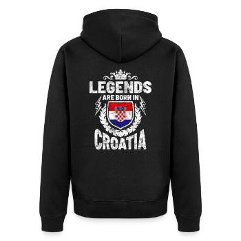 Kroatien - Unisex Premium Bio Zip Hoodie - Schwarz - Hinten - Nico (187cm)