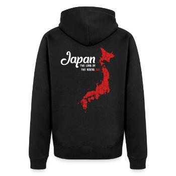 Japan - Unisex Premium Bio Zip Hoodie - Schwarz - Hinten - Nico (187cm)