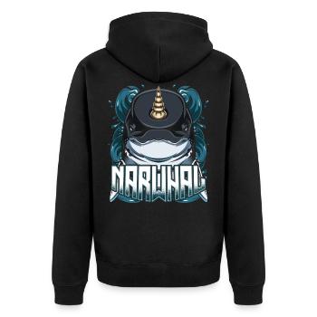 Narwals - Unisex Premium Bio Zip Hoodie - Schwarz - Hinten - Nico (187cm)