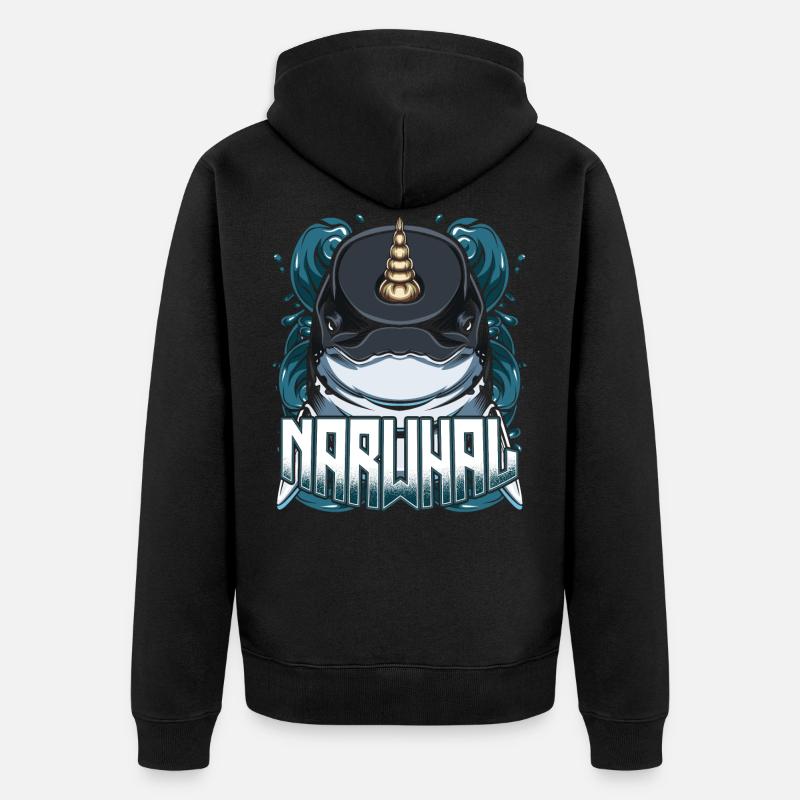 Narwals - Unisex Premium Bio Zip Hoodie - Schwarz