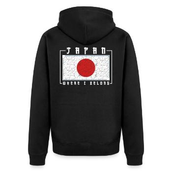 Japan - Unisex Premium Bio Zip Hoodie - Schwarz - Hinten - Nico (187cm)