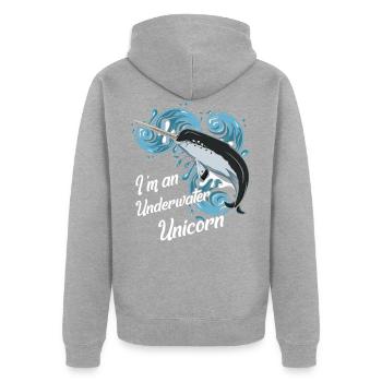 Narwals - Unisex Premium Bio Zip Hoodie - Grau meliert - Hinten - Nico (187cm)