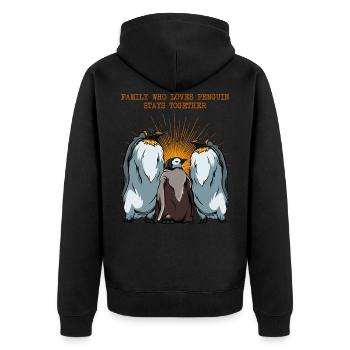 Penguin family statement sayings animal gift - Unisex Premium Organic Zip Hoodie - black - Back - Nico (187cm)