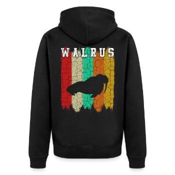 walrus - Unisex Premium Organic Zip Hoodie - black - Back - Nico (187cm)