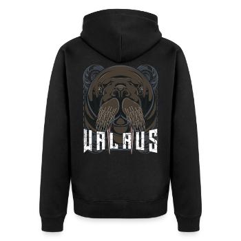 walrus - Unisex Premium Organic Zip Hoodie - black - Back - Nico (187cm)