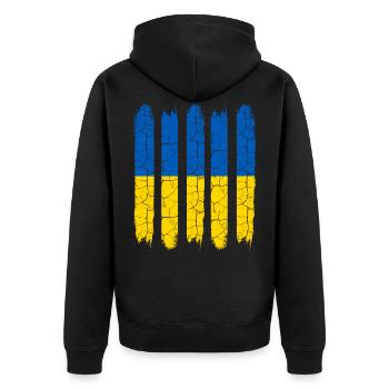 Ukraine - Unisex Premium Organic Zip Hoodie - black - Back - Nico (187cm)