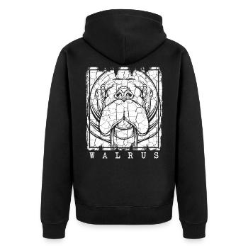 walrus - Unisex Premium Organic Zip Hoodie - black - Back - Nico (187cm)