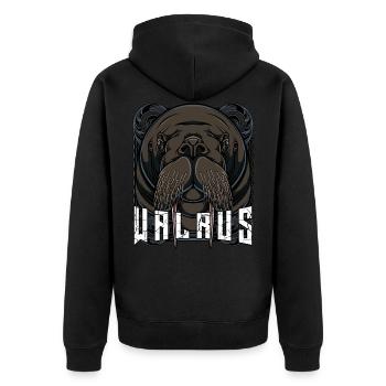 Walrus Antarctic wildlife predator wild gift - Unisex Premium Organic Zip Hoodie - black - Back - Nico (187cm)