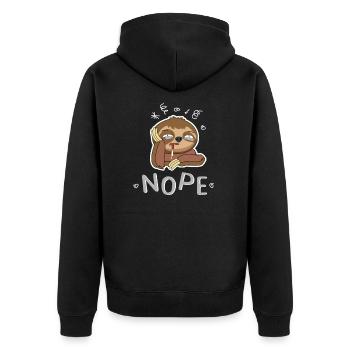 NOPE FAULTIER - keine Lust... - Unisex Premium Bio Zip Hoodie - Schwarz - Hinten - Nico (187cm)