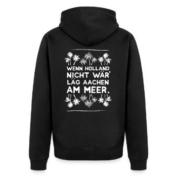 Aachen NRW Nordrhein-Westfalen - Unisex Premium Bio Zip Hoodie - Schwarz - Hinten - Nico (187cm)