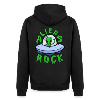 Alien - Unisex Premium Bio Zip Hoodie - Schwarz - Hinten - Nico (187cm)