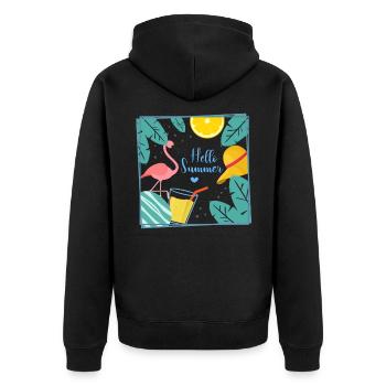 summer - Unisex Premium Organic Zip Hoodie - black - Back - Nico (187cm)