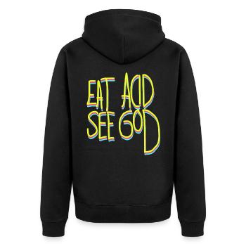 Acid LSD psychedelic drugs - Unisex Premium Organic Zip Hoodie - black - Back - Nico (187cm)
