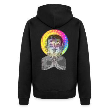 Acid LSD psychedelic drugs Buddha - Unisex Premium Organic Zip Hoodie - black - Back - Nico (187cm)