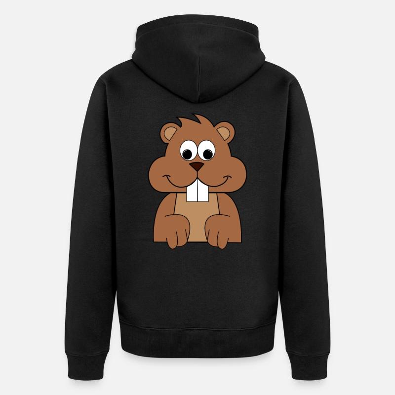 Murmeltier Tier Kuscheltier Geschenk - Unisex Premium Bio Zip Hoodie - Schwarz