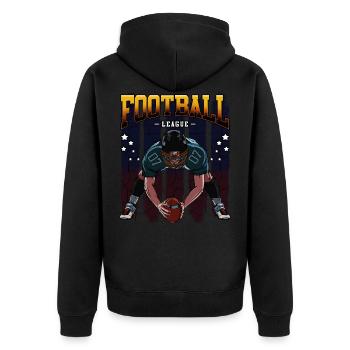 American Football Liebhaber Ballsport Geschenkidee - Unisex Premium Bio Zip Hoodie - Schwarz - Hinten - Nico (187cm)