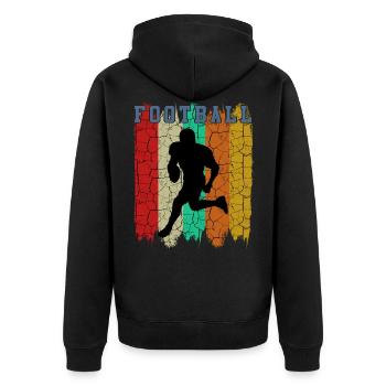 Vintage Retro Style American Football Gift Idea - Unisex Premium Organic Zip Hoodie - black - Back - Nico (187cm)