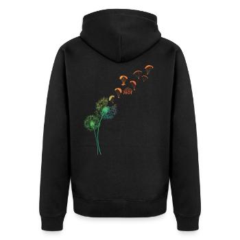 Dandelion Gleitschirm - Unisex Premium Bio Zip Hoodie - Schwarz - Hinten - Nico (187cm)