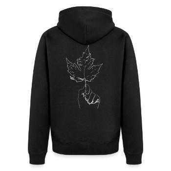Ahorn Ahornblatt Hand - Unisex Premium Bio Zip Hoodie - Schwarz - Hinten - Nico (187cm)