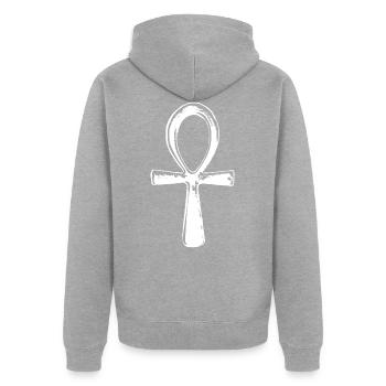 Egypte Ankh Croix - Veste à capuche bio Premium Unisexe - gris chiné - Dos - Nico (187cm)