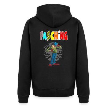 Fasching Clown - Unisex Premium Bio Zip Hoodie - Schwarz - Hinten - Nico (187cm)