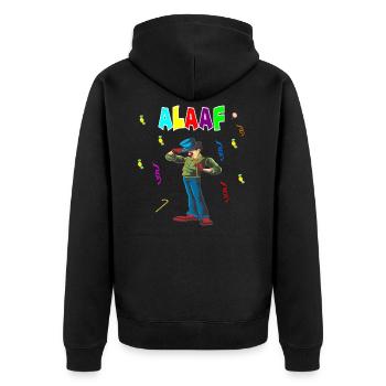Karneval Alaaf - Unisex Premium Bio Zip Hoodie - Schwarz - Hinten - Nico (187cm)