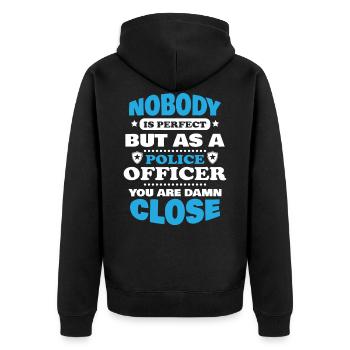 Polizei Polizist Geschenk Geschenkidee Lustig - Unisex Premium Bio Zip Hoodie - Schwarz - Hinten - Nico (187cm)