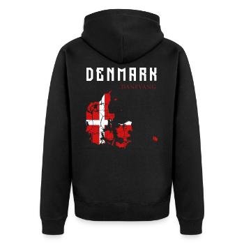Dänemark - Unisex Premium Bio Zip Hoodie - Schwarz - Hinten - Nico (187cm)