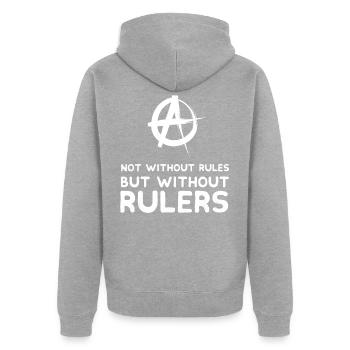 Anarchie - Unisex Premium Bio Zip Hoodie - Grau meliert - Hinten - Nico (187cm)