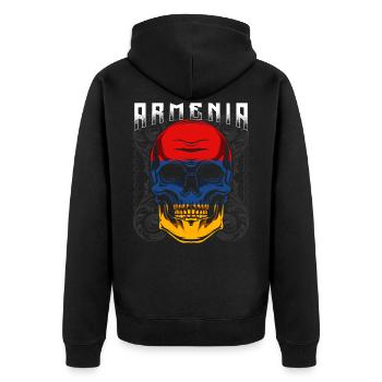 Armenien - Unisex Premium Bio Zip Hoodie - Schwarz - Hinten - Nico (187cm)