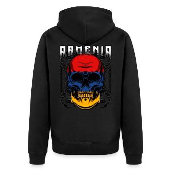 Armenischer Totenkopf Jerewan Sewan Geschenkidee - Unisex Premium Bio Zip Hoodie - Schwarz - Hinten - Nico (187cm)