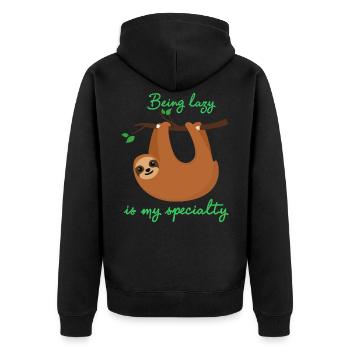 Faultiere - Unisex Premium Bio Zip Hoodie - Schwarz - Hinten - Nico (187cm)