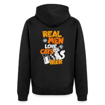 Cadeau de boisson alcool bière bière chat - Veste à capuche bio Premium Unisexe - noir - Dos - Nico (187cm)