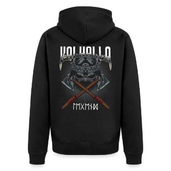 Wikinger - Unisex Premium Bio Zip Hoodie - Schwarz - Hinten - Nico (187cm)