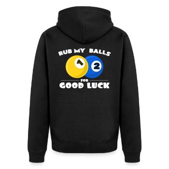 Billard - Unisex Premium Bio Zip Hoodie - Schwarz - Hinten - Nico (187cm)