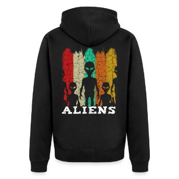 Alien - Unisex Premium Bio Zip Hoodie - Schwarz - Hinten - Nico (187cm)