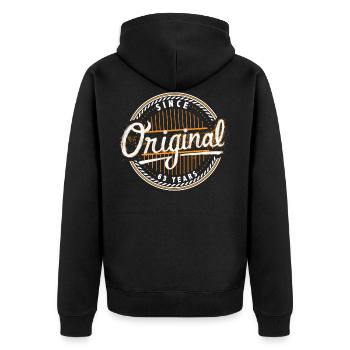 Original since 63 years - Birthday Shirt - Unisex Premium Organic Zip Hoodie - black - Back - Nico (187cm)