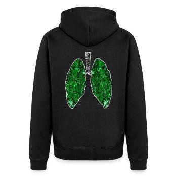 Cannabis Weed Lunge Geschenk Drogen Rauchen Niko - Unisex Premium Bio Zip Hoodie - Schwarz - Hinten - Nico (187cm)