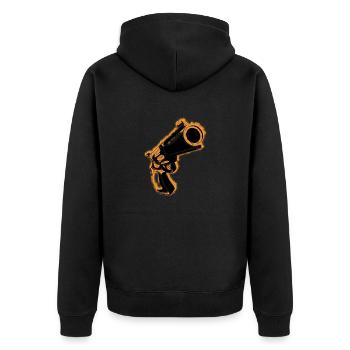 Pistole Gewehr Schusswaffe - Unisex Premium Bio Zip Hoodie - Schwarz - Hinten - Nico (187cm)