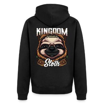 Modern Faultier Gesicht Trendy Wildtier Geschenk - Unisex Premium Bio Zip Hoodie - Schwarz - Hinten - Nico (187cm)