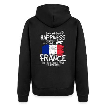 Frankreich - Unisex Premium Bio Zip Hoodie - Schwarz - Hinten - Nico (187cm)