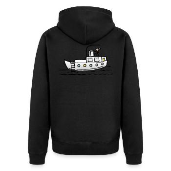 Ship Boat Houseboat with Captain - Unisex Premium Organic Zip Hoodie - black - Back - Nico (187cm)