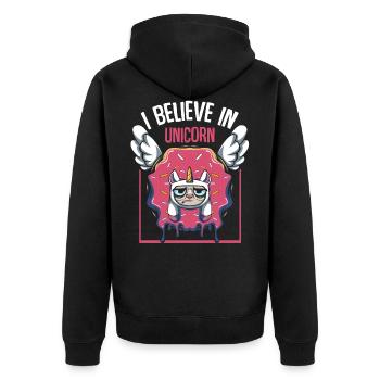 Donut - Unisex Premium Bio Zip Hoodie - Schwarz - Hinten - Nico (187cm)