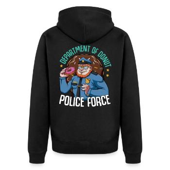 Donuts Polizei Polizist Zuckerguss Candy Geschenk - Unisex Premium Bio Zip Hoodie - Schwarz - Hinten - Nico (187cm)