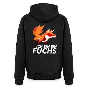 Ich bin ein Fuchs Füchse Lustig Geschenk - Unisex Premium Bio Zip Hoodie - Schwarz - Hinten - Nico (187cm)