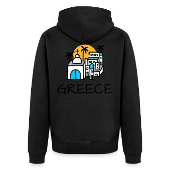 City Village Greece Grèce - Veste à capuche bio Premium Unisexe - noir - Dos - Nico (187cm)