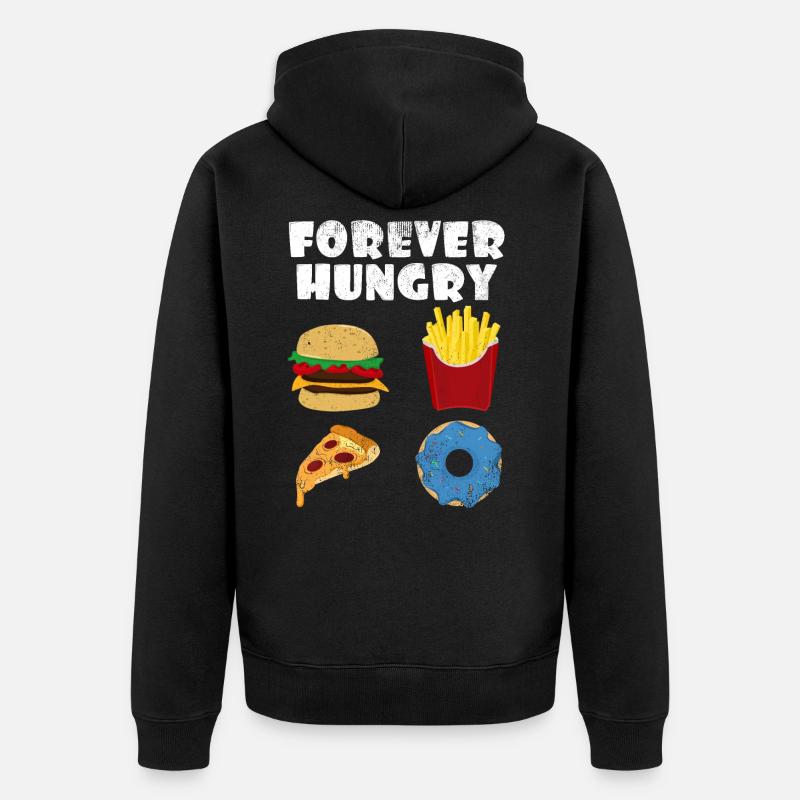 Toujours faim | Donut frites hamburger - Veste à capuche bio Premium Unisexe - noir