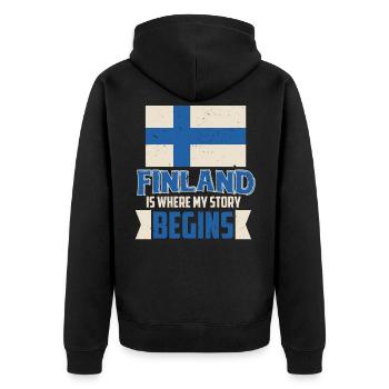 Finnland - Unisex Premium Bio Zip Hoodie - Schwarz - Hinten - Nico (187cm)