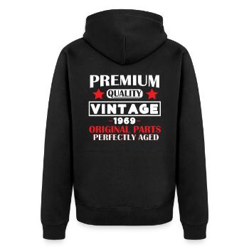1969 - Unisex Premium Bio Zip Hoodie - Schwarz - Hinten - Nico (187cm)
